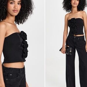 Endless Rose Black Strapless Party Top with Rose Detail